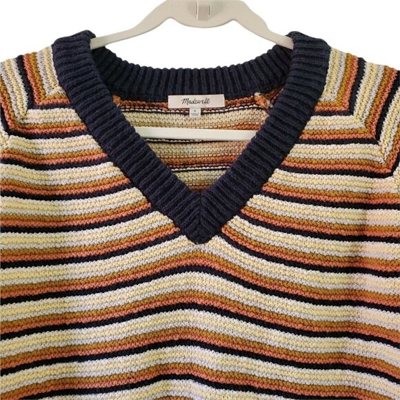 Madewell Sweater Womens Small Arden V-Neck Crop Pullover Striped Multicolor - Picture 3 of 11